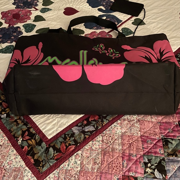 Mallorca black/pink double strap canvas tote - Picture 4 of 4